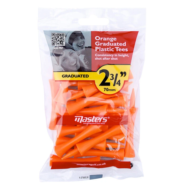 MastersGolf Masters Golf Orange Graduated Plastic Tees 1 MastersGolf Masters Golf Orange Graduated Plastic Tees