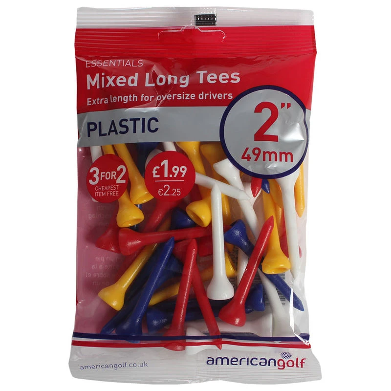 Americangolf AG Essentials Mixed Colour 49mm Plastic Tees 2 Americangolf AG Essentials Mixed Colour 49mm Plastic Tees - Image 2