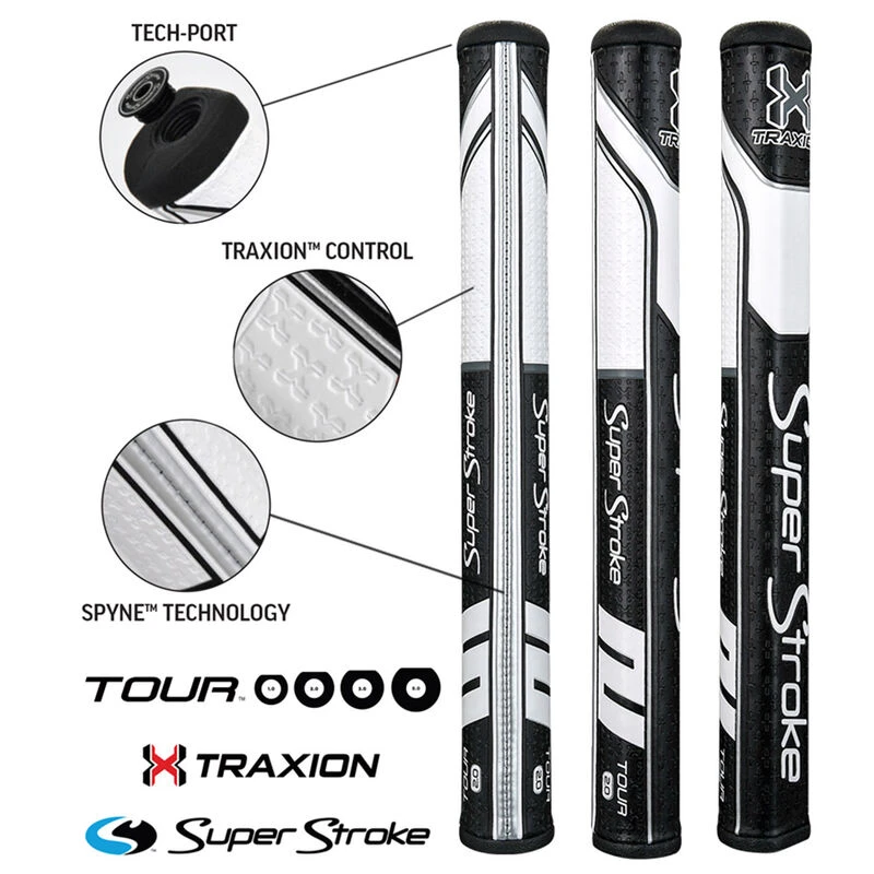 SuperStroke Black And White Traxion Tour Mid Slim 2.0 Golf Putter Grip 2 SuperStroke Black And White Traxion Tour Mid Slim 2.0 Golf Putter Grip - Image 2