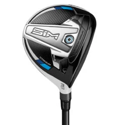 TaylorMade Mens Black Adjustable SIM Ti Right Hand Diamana 75 Stiff Golf Fairway Wood