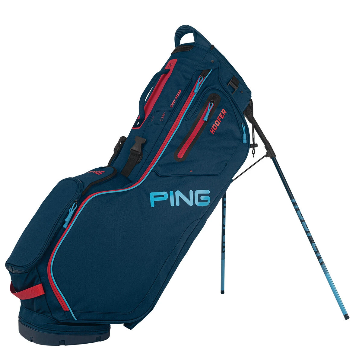 Ping Navy Blue And Red Lightweight Hoofer Golf Stand Bag 2022| American Golf 1 Ping Navy Blue And Red Lightweight Hoofer Golf Stand Bag 2022| American Golf